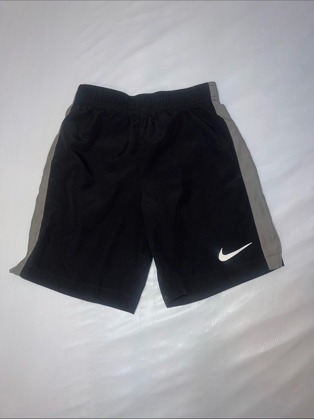 Nike Black Shorts with Gray Side Panels and White Swoosh